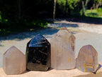 Polished Smokey Window Quartz Crystals x 4 From Madagascar