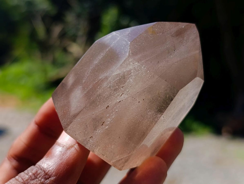 Polished Smokey Window Quartz Crystals x 4 From Madagascar