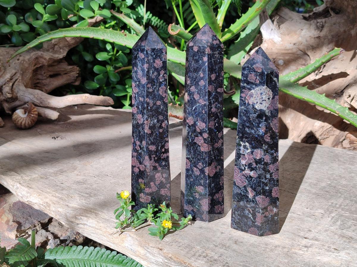 Polished Blue Speck Iolite Water Sapphire Display Crystals x 3 From Ambatofinandrahana, Madagascar