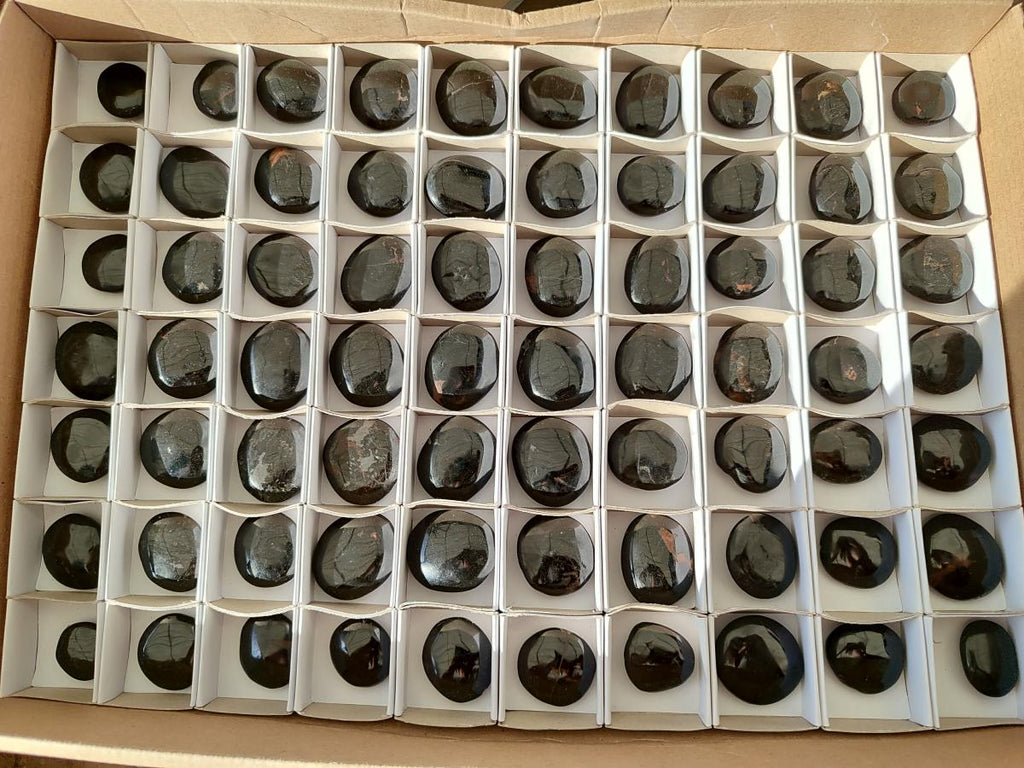 Polished Black Tourmaline Galets x 70 From Madagascar