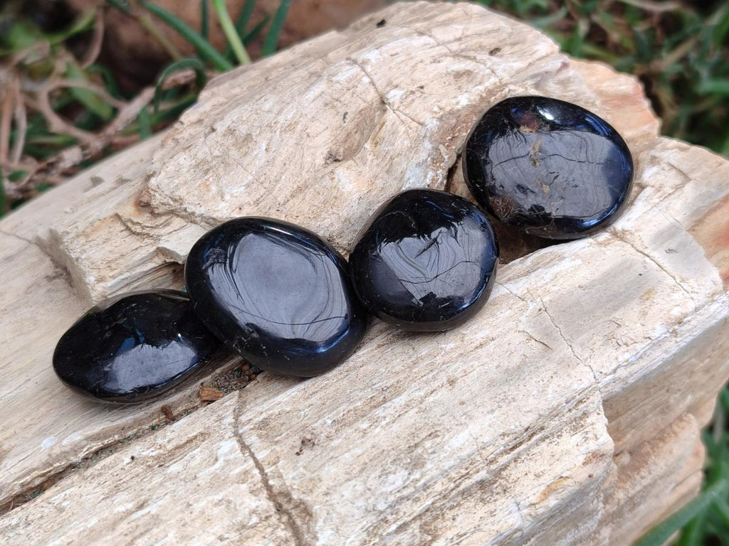 Polished Black Tourmaline Galets x 70 From Madagascar