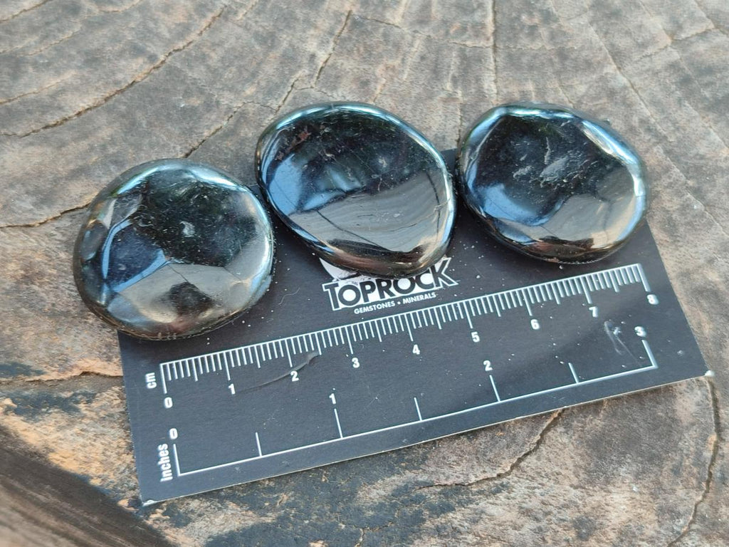 Polished Black Tourmaline Galets x 70 From Madagascar