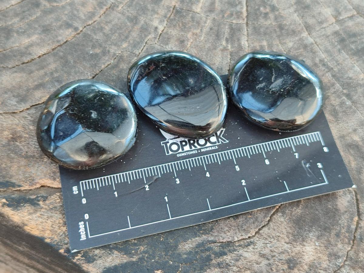 Polished Black Tourmaline Galets x 70 From Madagascar
