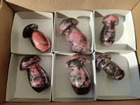 Polished Rhodonite Mushrooms x 6 From Ambindavato, Madagascar