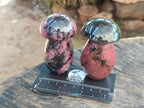 Polished Rhodonite Mushrooms x 6 From Ambindavato, Madagascar - Toprock Gemstones and Minerals 