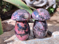 Polished Rhodonite Mushrooms x 6 From Ambindavato, Madagascar