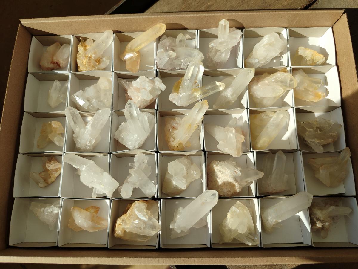 Natural Clear Quartz Clusters x 35 From Madagascar