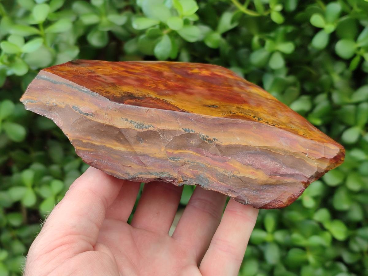 Polished On One Side Mixed Jasper Slices x 2 From Northern Cape, South Africa