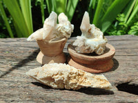 Natural Drusy Quartz Coated Spearhead Calcite Specimens x 35 From Albert's Mountain, Lesotho