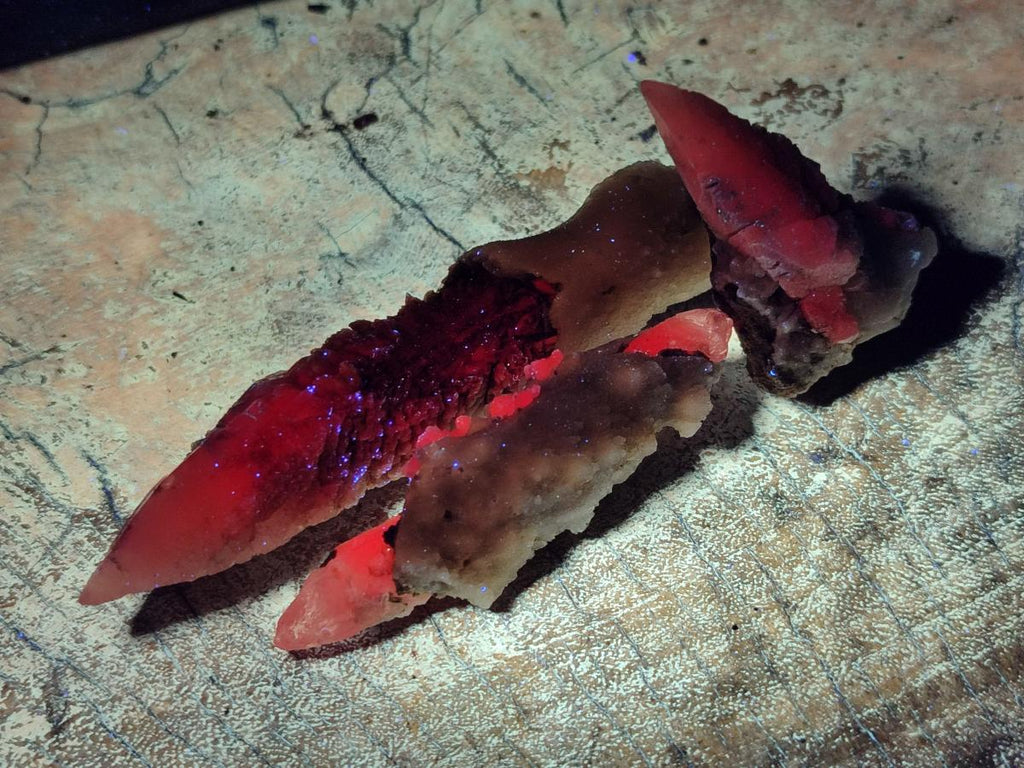 Natural Drusy Quartz Coated Spearhead Calcite Specimens x 35 From Albert's Mountain, Lesotho