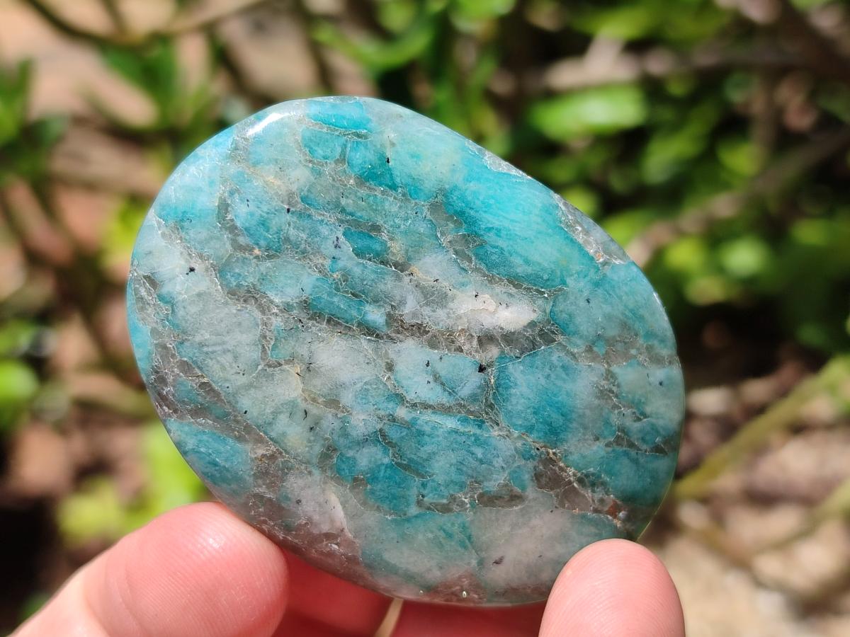 Polished Tiger Amazonite Palm Stones x 24 From Madagascar