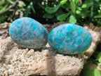 Polished Tiger Amazonite Palm Stones x 24 From Madagascar