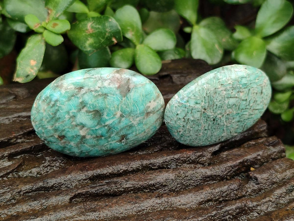 Polished Tiger Amazonite Palm Stones x 24 From Madagascar