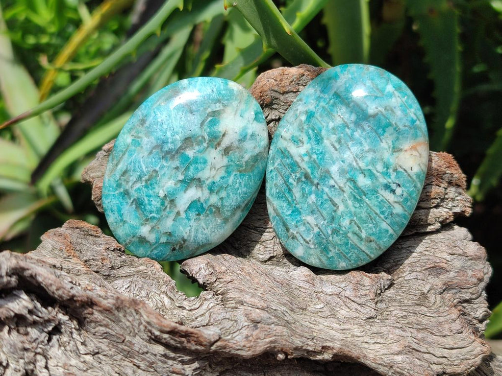 Polished Tiger Amazonite Palm Stones x 24 From Madagascar