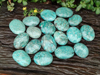 Polished Tiger Amazonite Palm Stones x 24 From Madagascar