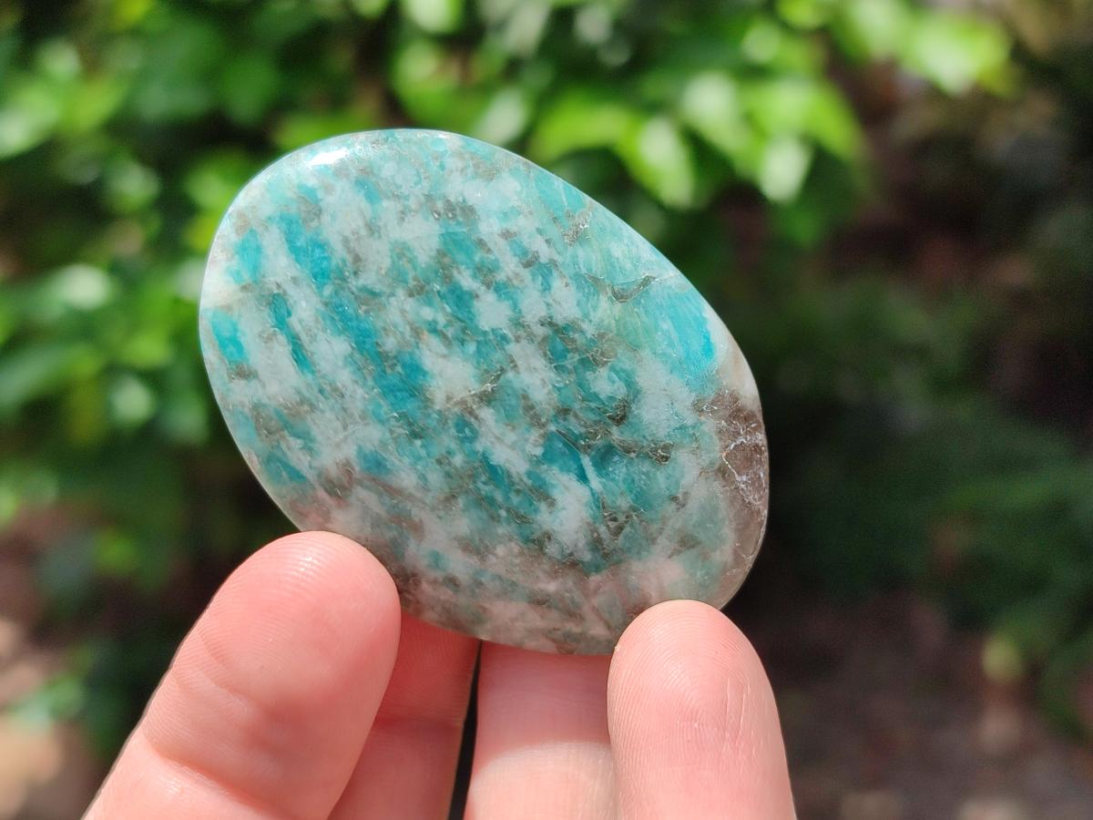 Polished Tiger Amazonite Palm Stones x 24 From Madagascar