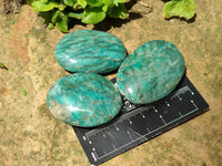Polished Tiger Amazonite Palm Stones x 24 From Madagascar
