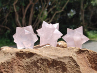 Hand Made Rose Quartz Merkabahs x 3 From Madagascar
