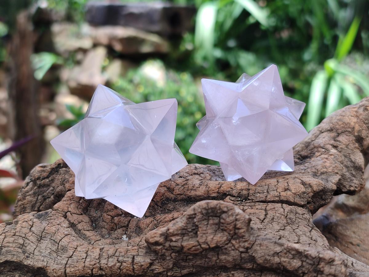Hand Made Rose Quartz Merkabahs x 3 From Madagascar