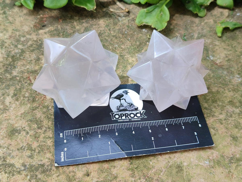 Hand Made Rose Quartz Merkabahs x 3 From Madagascar