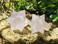 Hand Made Rose Quartz Merkabahs x 3 From Madagascar