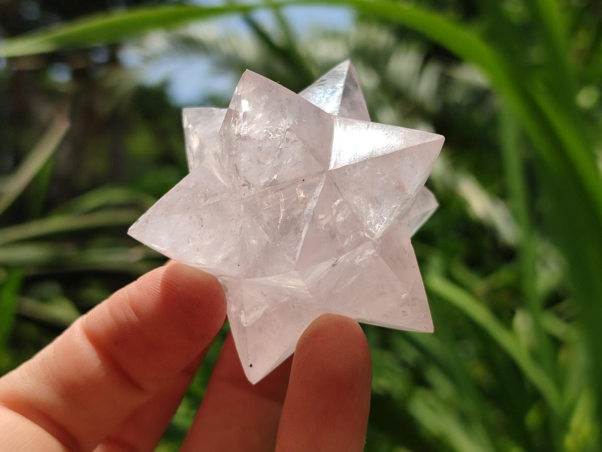 Hand Made Rose Quartz Merkabahs x 3 From Madagascar