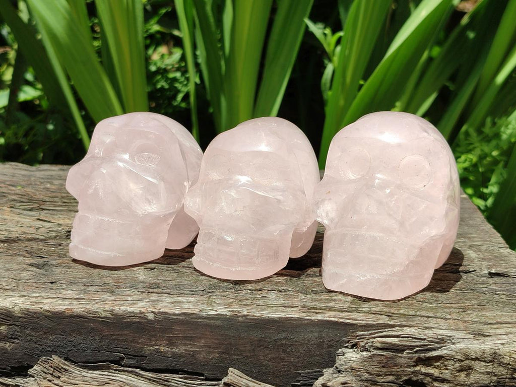 Hand Made Rose Quartz Skulls x 6 From Madagascar