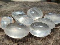 Polished Girasol Pearl Quartz Palm Stones x 35 From Ambatondrazaka, Madagascar