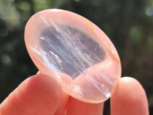 Polished Girasol Pearl Quartz Palm Stones x 35 From Ambatondrazaka, Madagascar