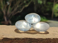 Polished Girasol Pearl Quartz Palm Stones x 35 From Ambatondrazaka, Madagascar