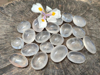 Polished Girasol Pearl Quartz Palm Stones x 35 From Ambatondrazaka, Madagascar