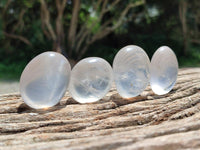 Polished Girasol Pearl Quartz Palm Stones x 35 From Ambatondrazaka, Madagascar