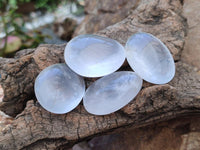 Polished Girasol Pearl Quartz Palm Stones x 35 From Ambatondrazaka, Madagascar