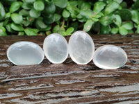 Polished Girasol Pearl Quartz Palm Stones x 35 From Ambatondrazaka, Madagascar