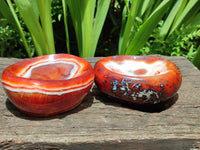 Polished Carnelian Agate Gemstone Bowls x 2 From Madagascar
