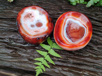 Polished Carnelian Agate Gemstone Bowls x 2 From Madagascar