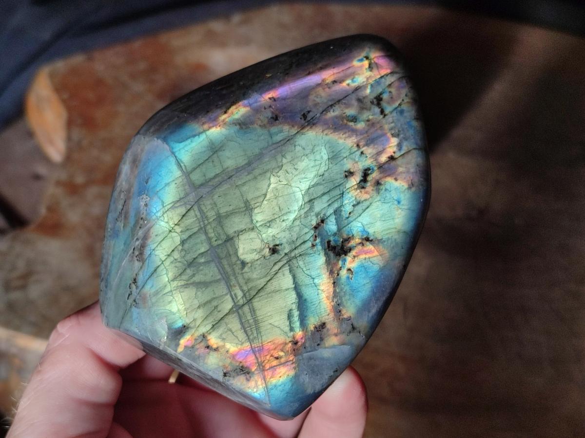 Polished Rare Purple Sunset Flash Labradorite Standing Free Forms x 4 From Madagascar