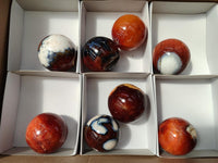 Polished Mini Carnelian Agate Gemstone Spheres x 8 From Madagascar