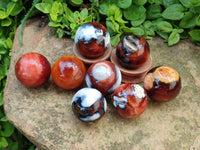 Polished Mini Carnelian Agate Gemstone Spheres x 8 From Madagascar