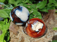 Polished Mini Carnelian Agate Gemstone Spheres x 8 From Madagascar