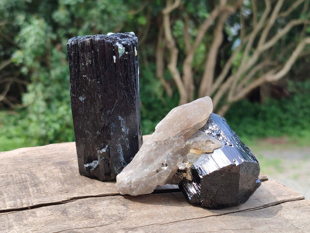 Natural Schorl Black Tourmaline Specimens x 6 From Erongo, Namibia