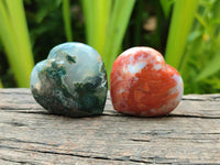 Polished Ocean Jasper Hearts x 12 From Northwest Coast, Madagascar