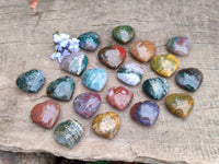 Polished Ocean Jasper Hearts x 12 From Northwest Coast, Madagascar