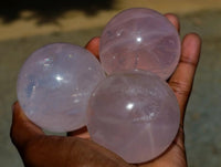 Polished Star Rose Quartz Spheres x 5 From Madagascar