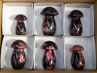 Polished Rhodonite Mushrooms x 6 From Ambindavato, Madagascar
