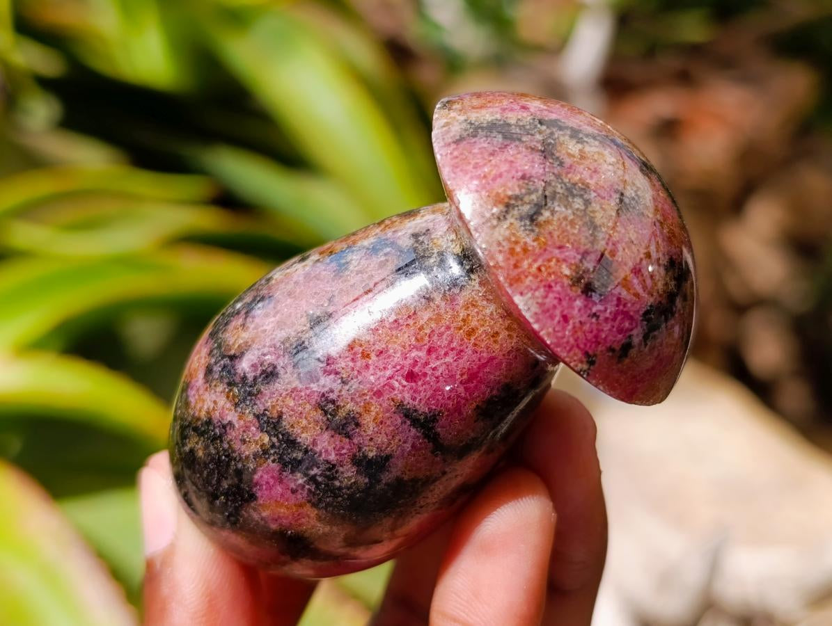 Polished Rhodonite Mushrooms x 6 From Ambindavato, Madagascar - Toprock Gemstones and Minerals 
