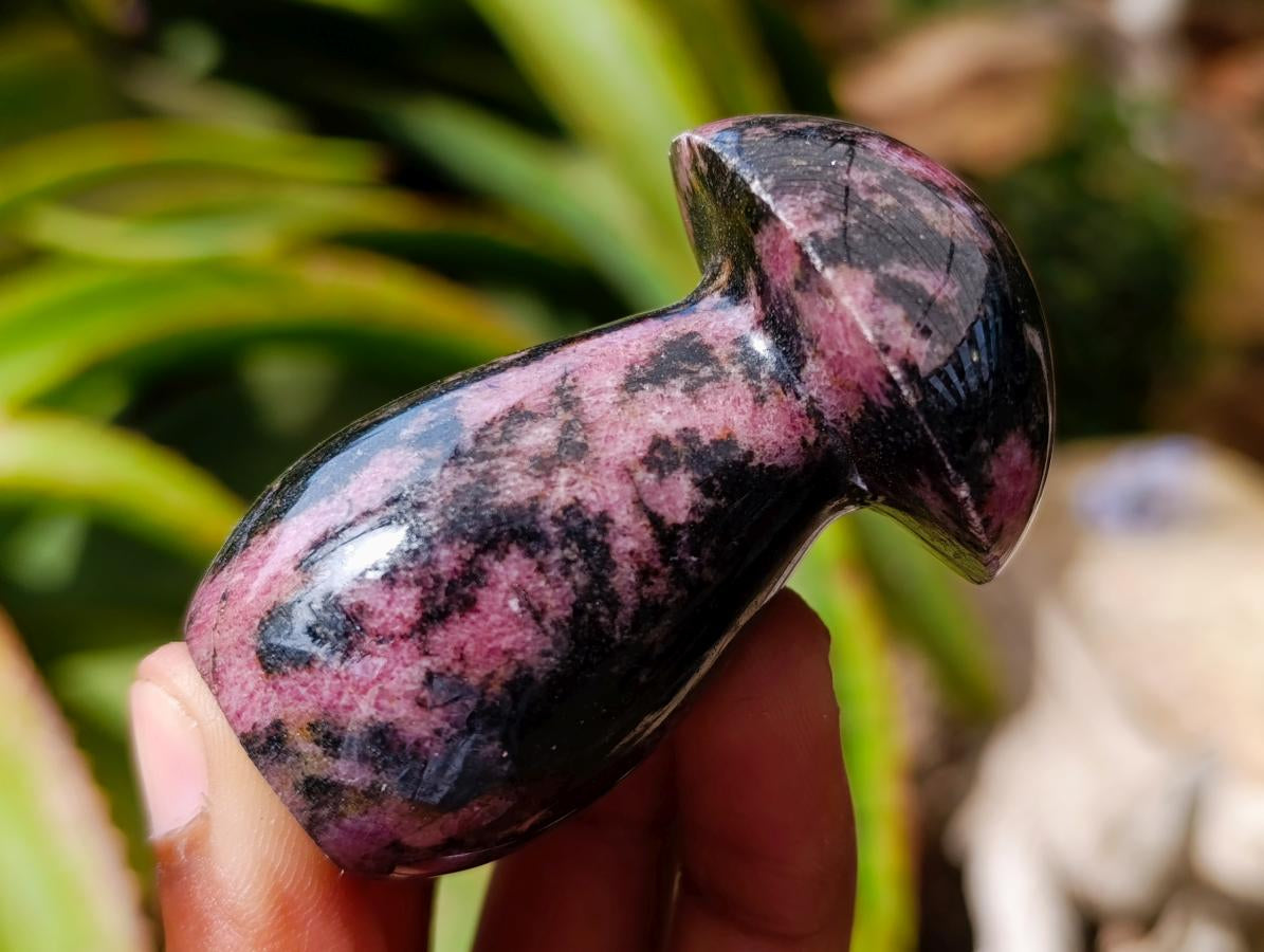 Polished Rhodonite Mushrooms x 6 From Ambindavato, Madagascar - Toprock Gemstones and Minerals 