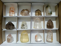 Polished Mixed Inclusions Quartz Crystals x 12 From Madagascar