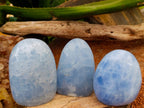 Polished Blue Calcite Standing Free Forms x 6 From Madagascar