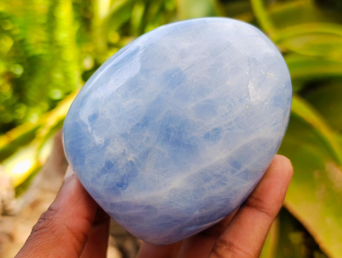 Polished Blue Calcite Standing Free Forms x 6 From Madagascar